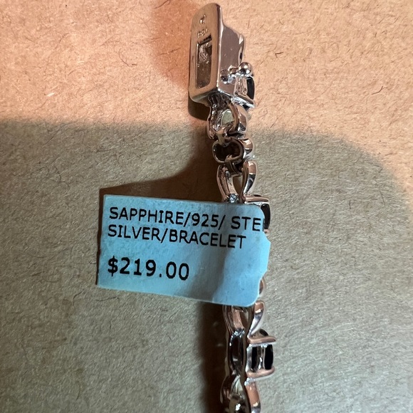 Serling silver and blue sapphire bracelet NEW - Picture 3 of 4